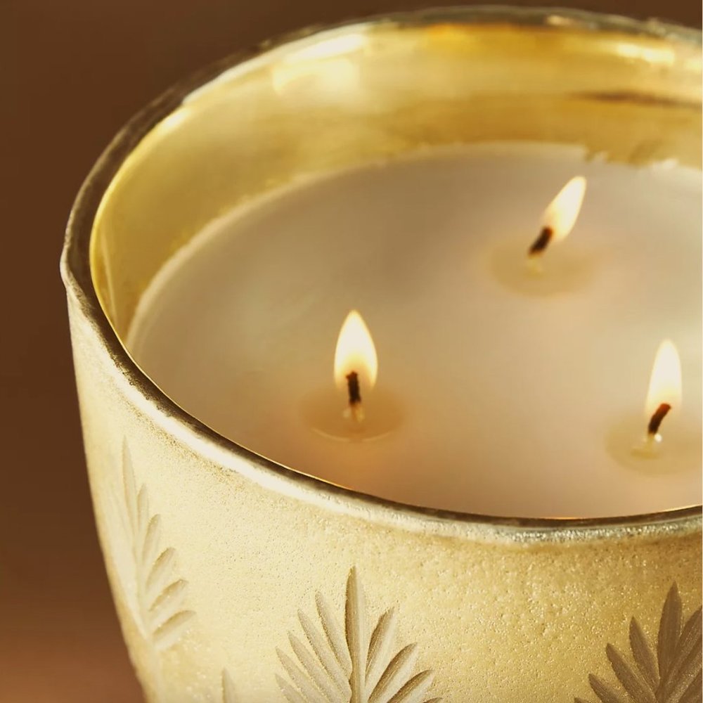 Autumn Splendor Glass Gold Gilded Forest Fern Scented Candle - Thumbnail 2